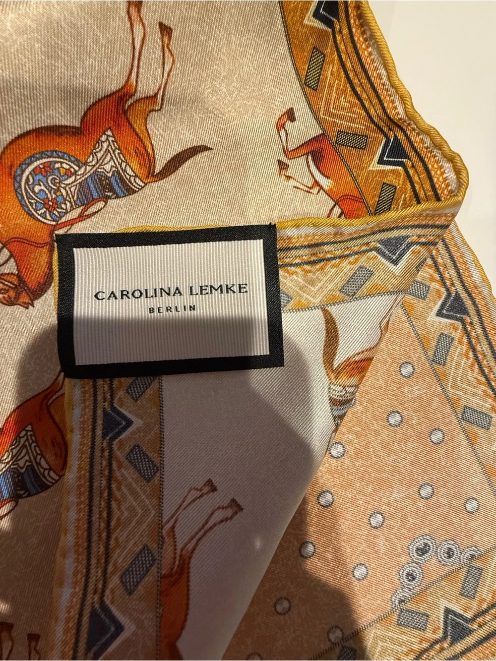 NEW Carolina Lemke Equestrian Horse Print Silk Scarf Western Heritage Old Money
